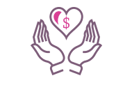 Heart graphic with caring hands and dollar sign